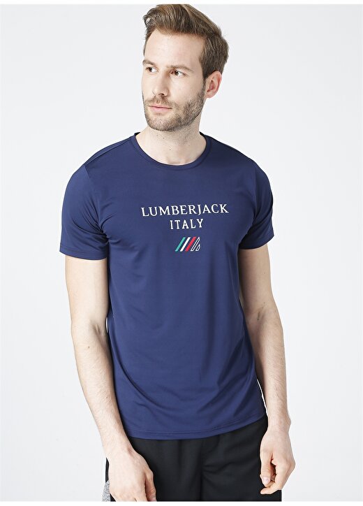 Lumberjack Bisiklet Yaka Baskılı Lacivert Erkek T-Shirt 2