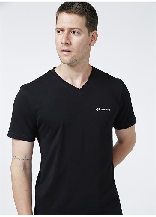 Columbia O Yaka Baskılı Siyah Erkek T-Shirt CS0207 010 V-YAKA BASIC TEE 3