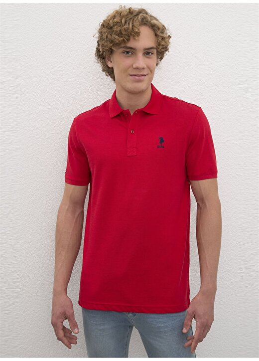 U.S. Polo Assn. Polo Yaka Düz Kırmızı Erkek Polo T-Shirt TP03IY020 1