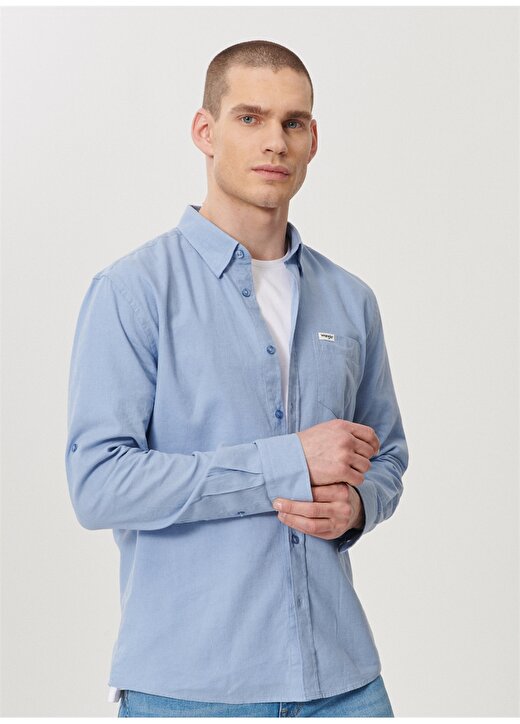 Wrangler Mavi Erkek Keten Karışımlı Gömlek W211841400 2