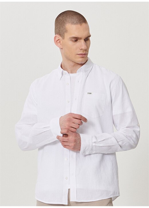 Wrangler Beyaz Erkek Gömlek W211841100_Uzun Kollu Gömlek 2
