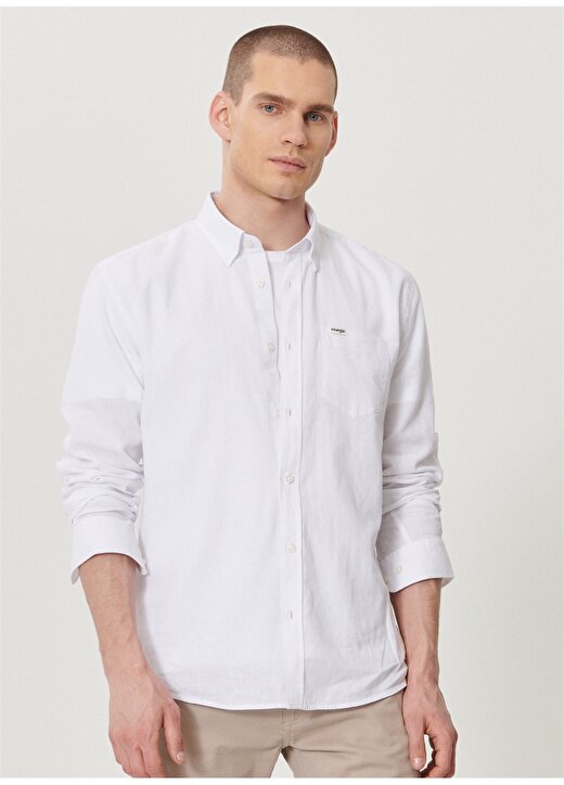 Wrangler Beyaz Erkek Gömlek W211841100_Uzun Kollu Gömlek 3