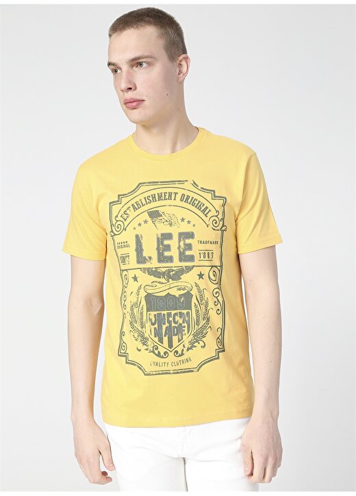 Lee L211911200 Bisiklet Yaka Sarı Erkek Logo T-Shirt 2