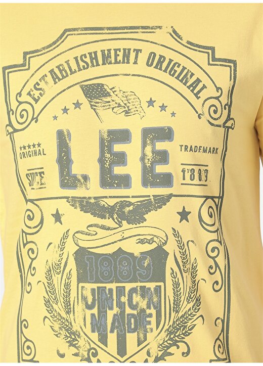 Lee L211911200 Bisiklet Yaka Sarı Erkek Logo T-Shirt 4