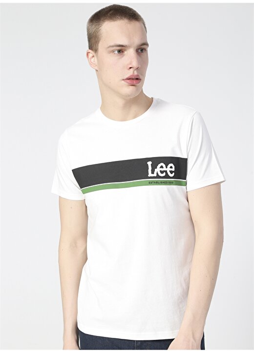 Lee O Yaka Açık Beyaz Erkek T-Shirt L211918102_Logo T-Shirt 1