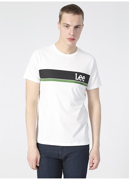Lee O Yaka Açık Beyaz Erkek T-Shirt L211918102_Logo T-Shirt 2