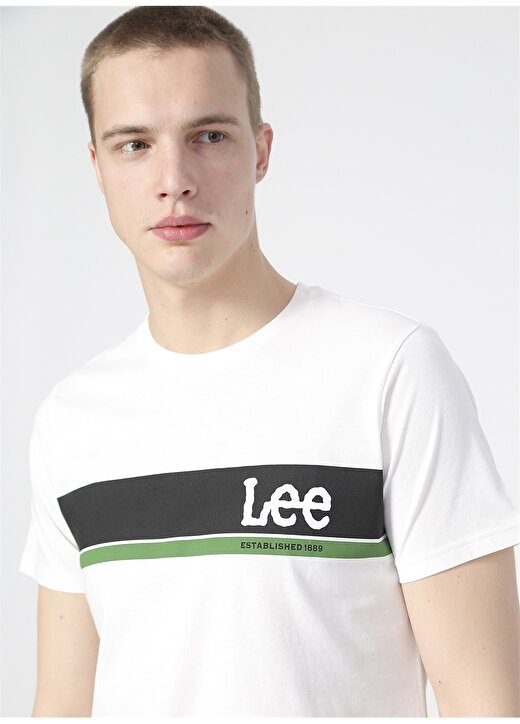 Lee O Yaka Açık Beyaz Erkek T-Shirt L211918102_Logo T-Shirt 3