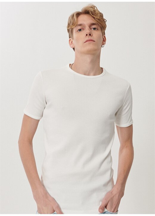 Lee L211816100_Basic O Yaka Düz Beyaz Erkek T-Shirt 3