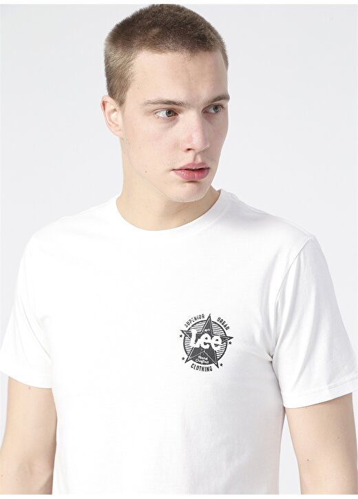 Lee Logo Baskılı Beyaz Erkek T-Shirt 2