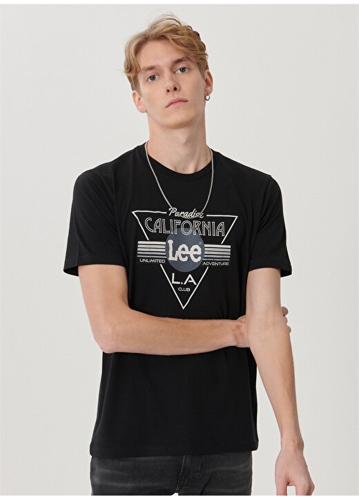 Lee L211913001_Logo Baskılı Siyah Erkek T-Shirt 3
