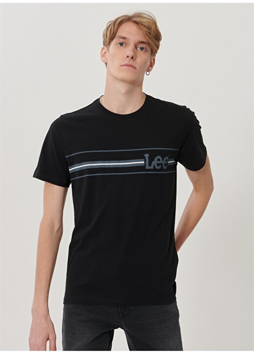 Lee L211916001 Siyah Logo Baskılı Erkek T-Shirt 1