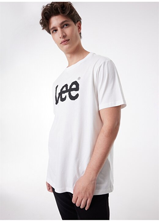 Lee L65QAI12_Logo O Yaka Baskılı Regular Fit Pamuklu Beyaz Erkek T-Shirt 1