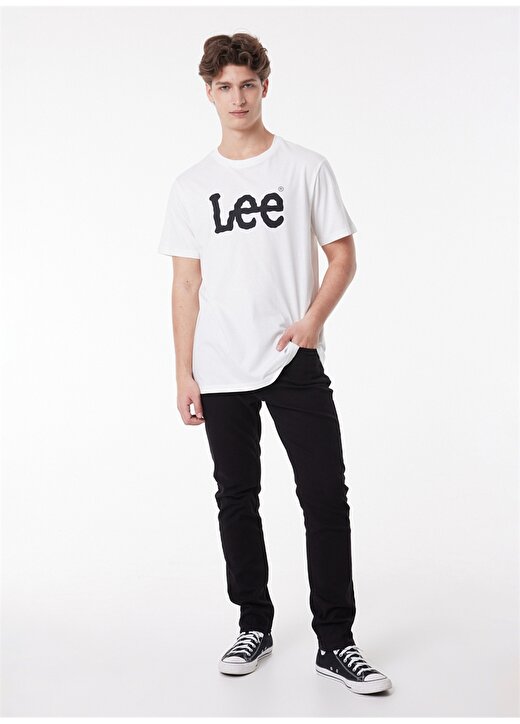Lee L65QAI12_Logo O Yaka Baskılı Regular Fit Pamuklu Beyaz Erkek T-Shirt 2