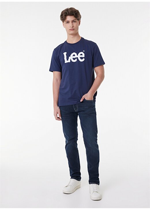 Lee O Yaka Lacivert Erkek T-Shirt L65QAIEE_Logo T-Shirt 2