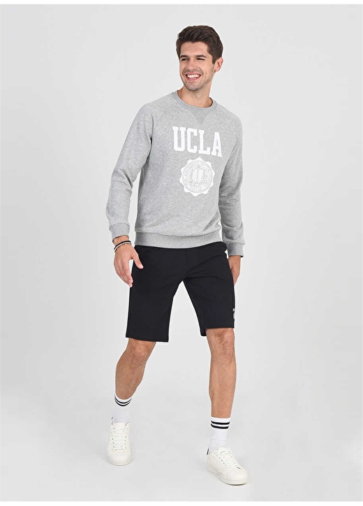 Ucla OLIVOS Bisiklet Yaka Standart Kalıp Baskılı Gri Erkek Sweatshirt 4