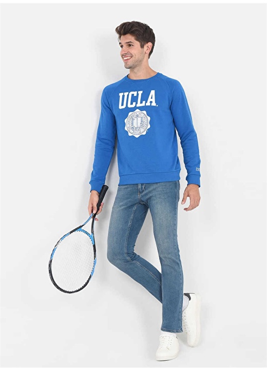 Ucla Uzun Kollu Baskılı Mavi Sweatshirt 2