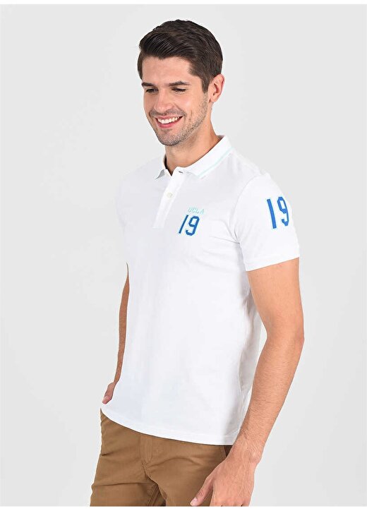 Ucla Polo Yaka Nakışlı Beyaz Erkek Polo T-Shirt REDWAY 3
