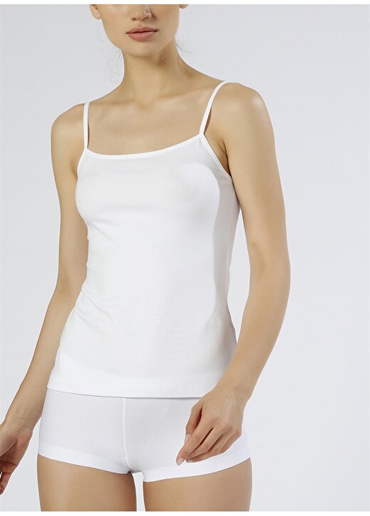 Magic Form Yuvarlak Yaka Normal Düz Beyaz Kadın İç Giyim Atlet 4021 1