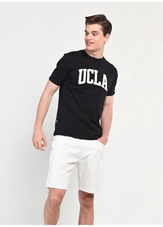 Ucla CULVER Bisiklet Yaka Standart Kalıp Baskılı Siyah Erkek T-Shirt 3