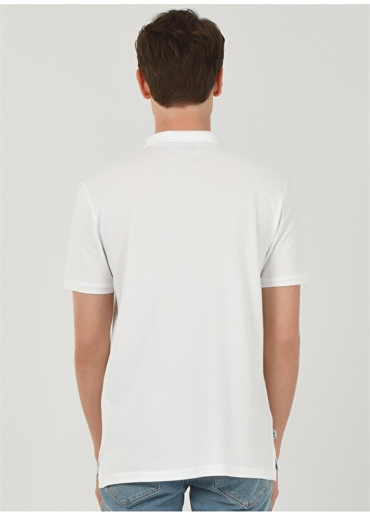 Ucla Polo Yaka Nakışlı Beyaz Erkek Polo T-Shirt LAKE 4