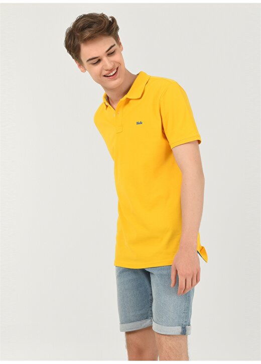 Ucla Polo Yaka Nakışlı Sarı Erkek Polo T-Shirt LAKE 2