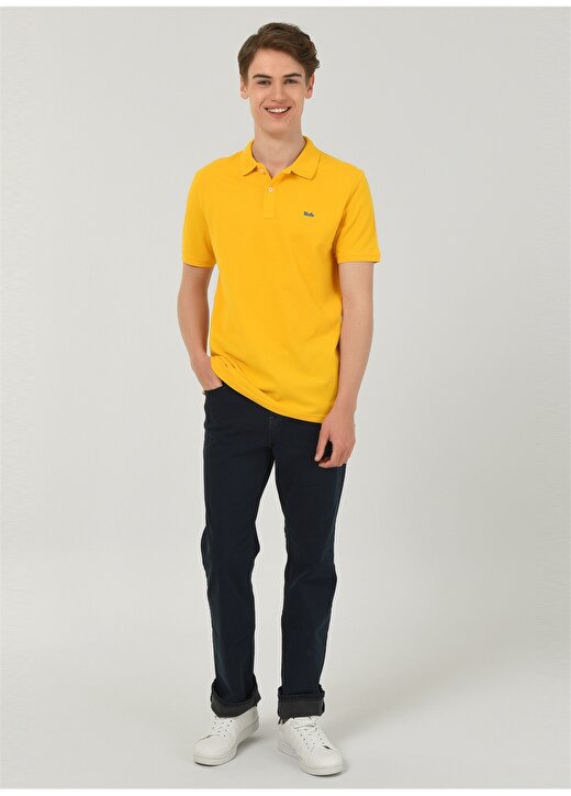Ucla Polo Yaka Nakışlı Sarı Erkek Polo T-Shirt LAKE 3