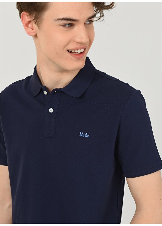Ucla Polo Yaka Nakışlı Lacivert Erkek Polo T-Shirt LAKE 3