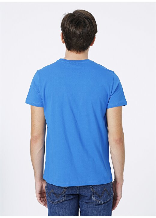 Limon Bisiklet Yaka Kısa Kol Baskılı Pamuklu Mavi Erkek T-Shirt 4
