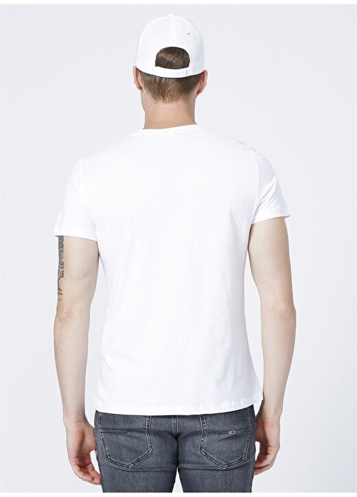 Limon Bisiklet Yaka Beyaz Baskılı Erkek T-Shirt 4