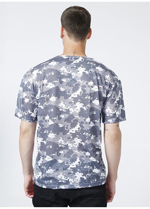 North Of Navy Desenli Bisiklet Yaka Mavi Erkek T-Shirt 4