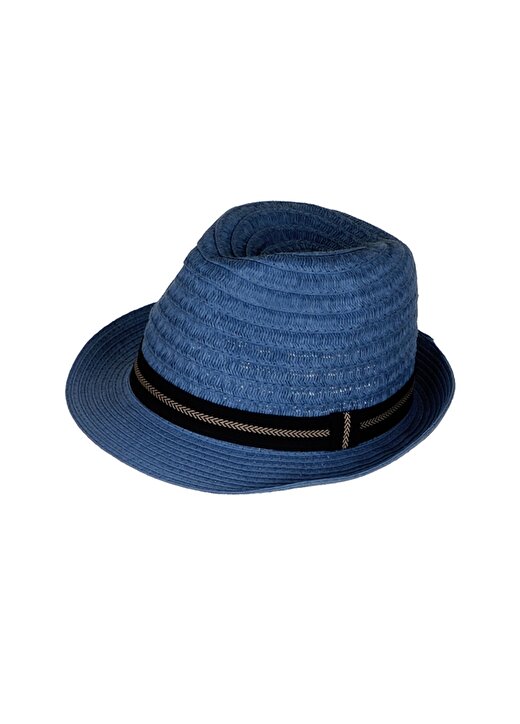Fonem Şerit Çizgili Mavi Fötr Şapka 2