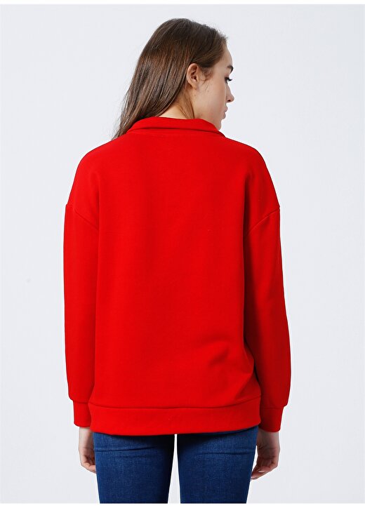 Limon Yoryo Fermuarlı Kırmızı Kadın Sweatshirt 4