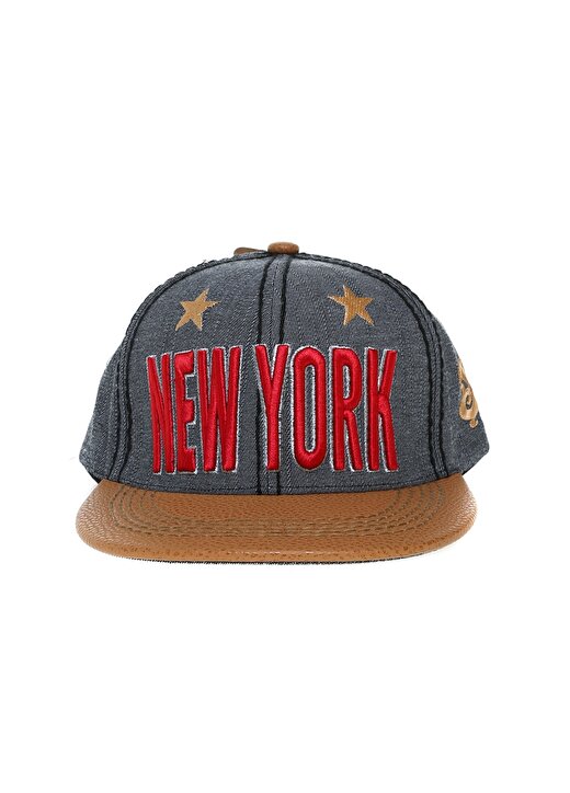 Fonem New York Yazı Nakışlı Yıldız Desenli Gri Şapka 1