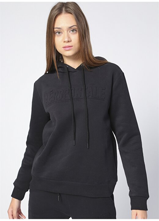 Aeropostale Charlot Bisiklet Yaka Uzun Kollu Siyah Kadın Sweatshirt 3