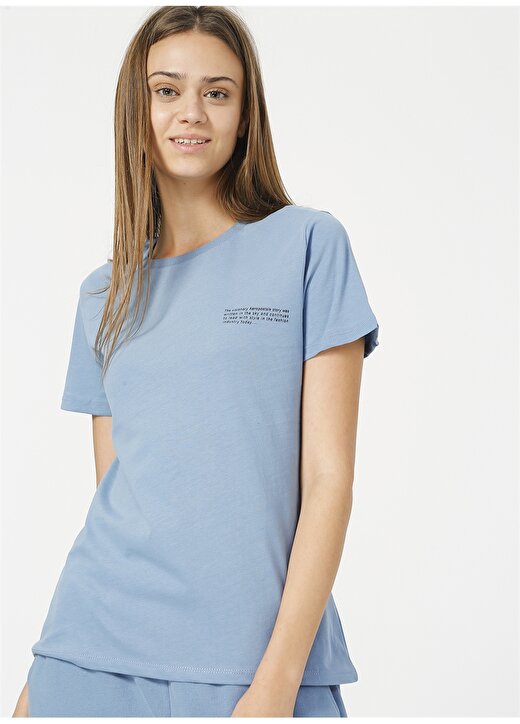 Aeropostale K-Metis-Y Bisiklet Yaka Kısa Kollu Mavi Kadın T-Shirt 1