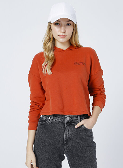 Aeropostale K-Gaia-Y Kapüşonlu Uzun Kollu    Kiremit Kadın Sweatshirt 3