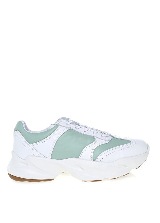 Fabrika Beyaz - Yeşil Deri Kadın Sneaker 1