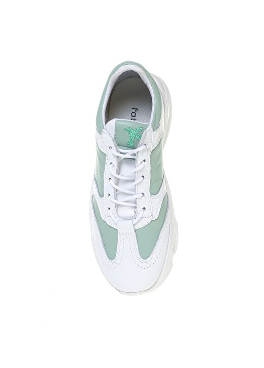 Fabrika Beyaz - Yeşil Deri Kadın Sneaker 4