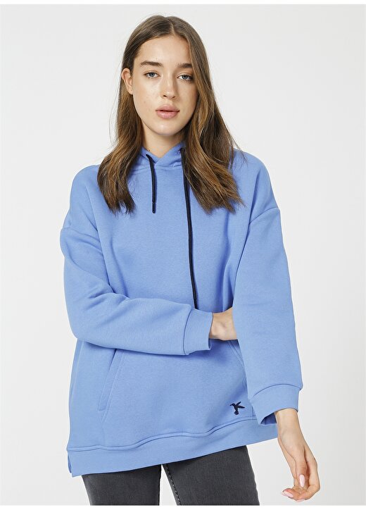 Fabrika Kapüşonlu Oversize Mavi Kadın Sweatshirt - MARE 1