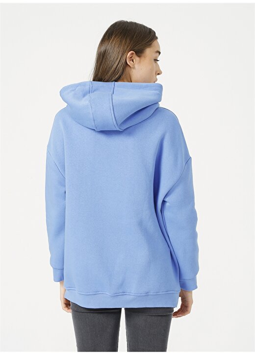 Fabrika Kapüşonlu Oversize Mavi Kadın Sweatshirt - MARE 4
