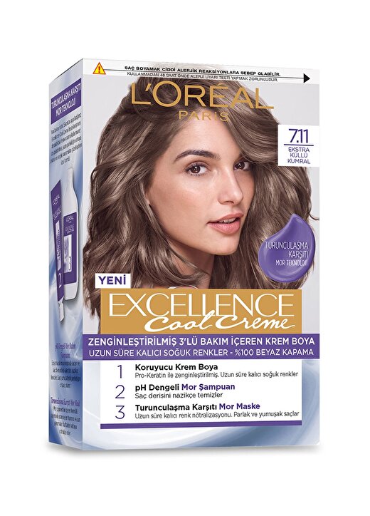 L’Oréal Paris Excellence Cool Creme Saçboyası – 7.11 Ekstra Küllü Kumral 1