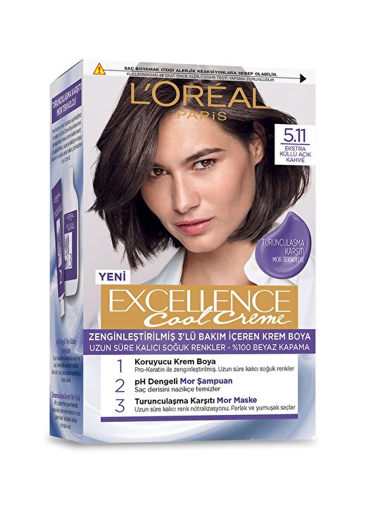 L’Oréal Paris Excellence Cool Creme Saçboyası – 5.11 Ekstra Küllü Açık Kahve 1