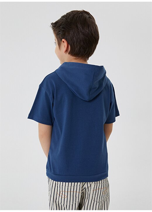 Lee Cooper Kapüşonlu Kısa Kol Baskılı Mavi Erkek Çocuk T-Shirt 4