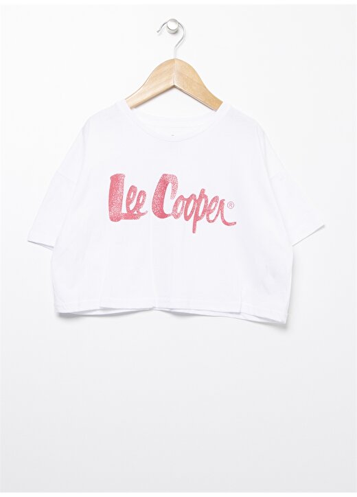 Lee Cooper Bisiklet Yaka Kısa Kollu Baskılı Beyaz Kız Çocuk T-Shirt 1
