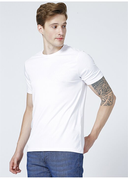 Fabrika Beyaz Erkek Basic Modal T-Shirt ROMEOY 2