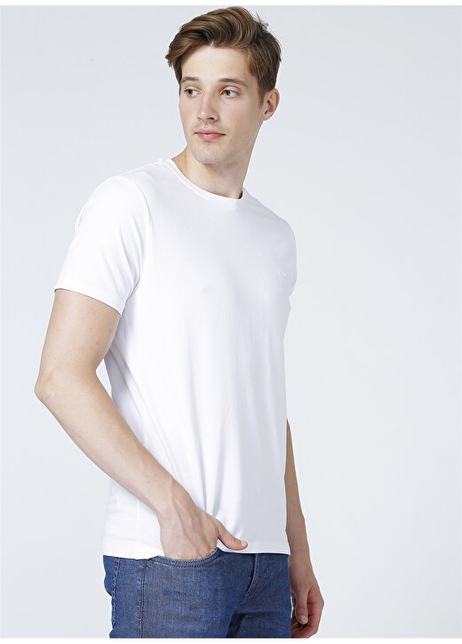 Fabrika Beyaz Erkek Basic Modal T-Shirt ROMEOY 3
