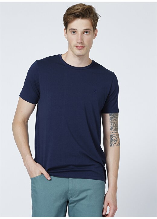 Fabrika Lacivert Erkek Basic Modal T-Shirt ROMEOY 1