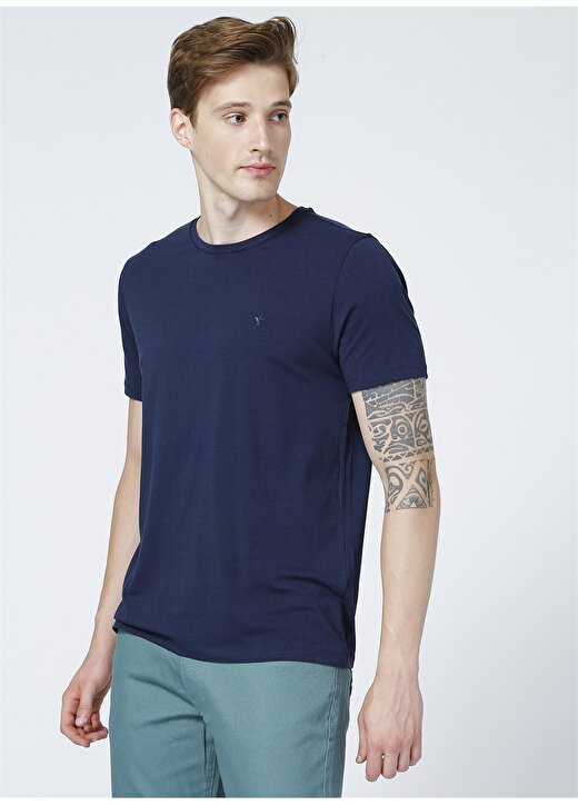 Fabrika Lacivert Erkek Basic Modal T-Shirt ROMEOY 3