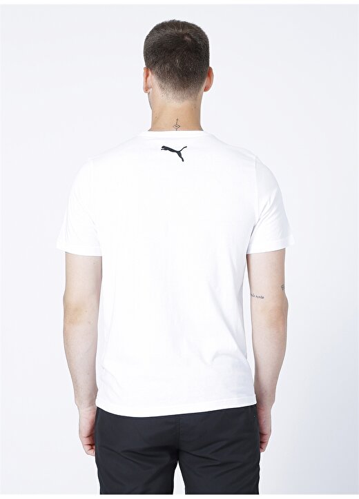 Puma O Yaka Beyaz Baskılı Erkek T-Shirt 3