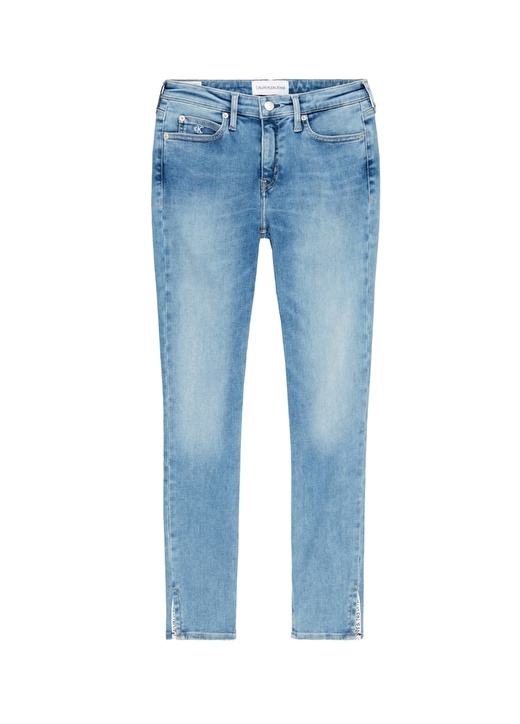 Calvin Klein Jeans Orta Bel Dar Paça Skinny Fit Düz Mavi Kadın Denim Pantolon J20J2154011AA 3